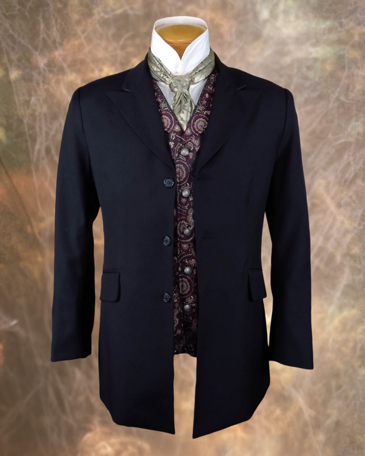 Men's Town Coat - Black Gabardine Wool - Western Cut Blazer
